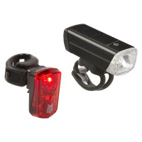 Фары компл. M-Wave 1 white 1W LED/white lense + rearlight 1 white 0.5 W LED/red lense
