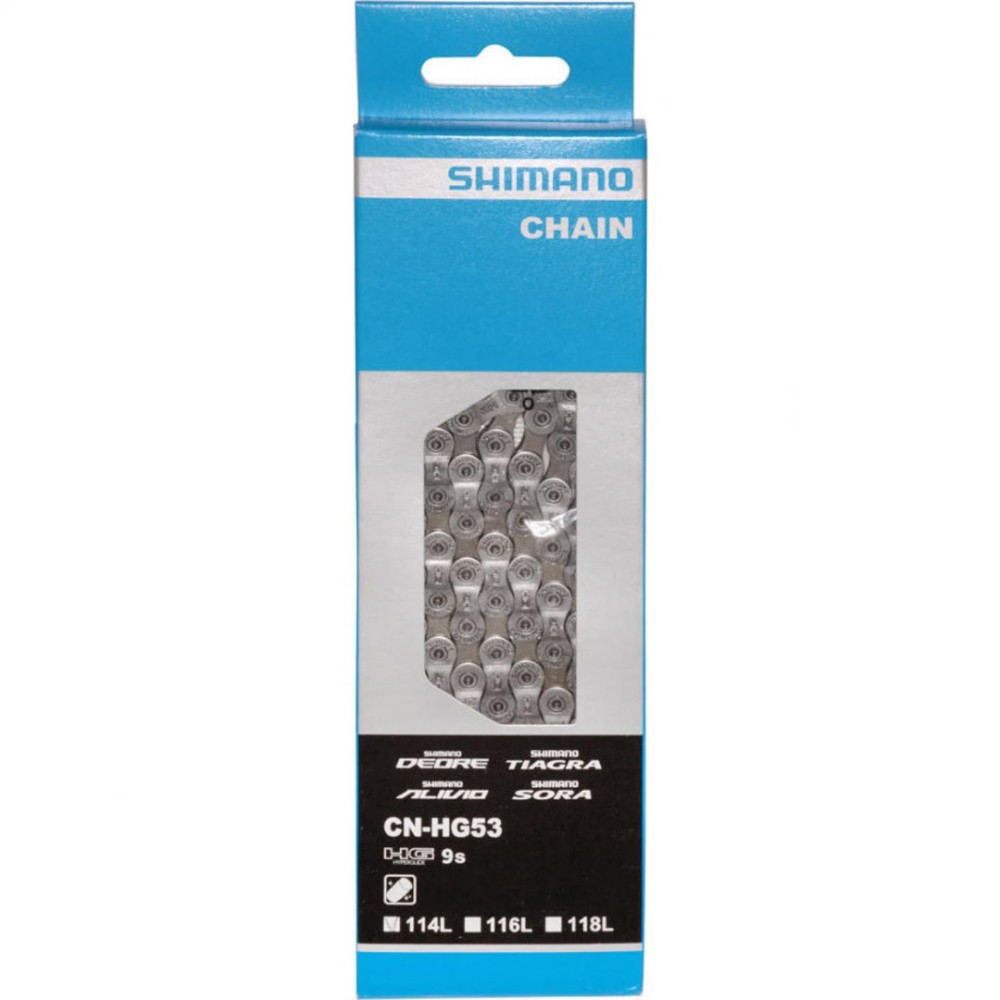 Цепь SHIMANO DEORE, HG53, 9 скоростей, 114 звеньев, ампульный пин